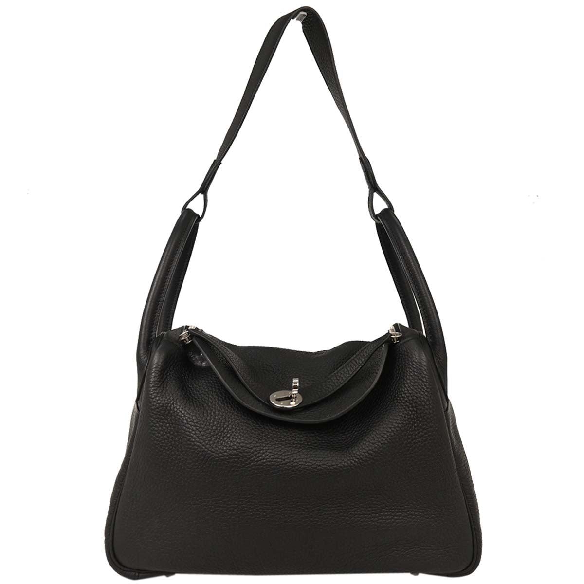 Hermes Black Taurillon Clemence Lindy 30 Shoulder Bag