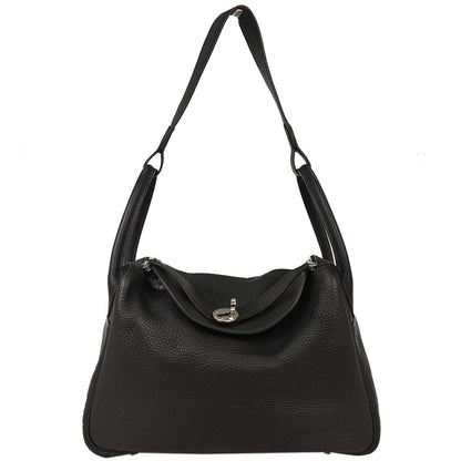 Hermes Black Taurillon Clemence Lindy 30 Shoulder Bag
