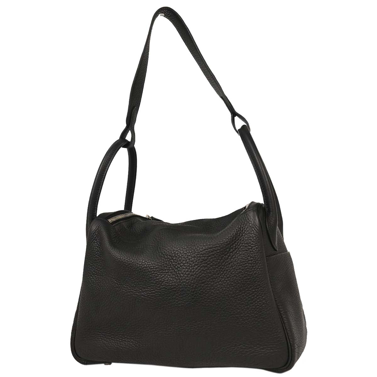 Hermes Black Taurillon Clemence Lindy 30 Shoulder Bag