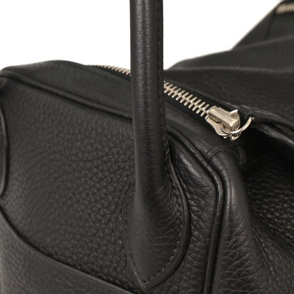 Hermes Black Taurillon Clemence Lindy 30 Shoulder Bag
