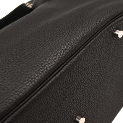 Hermes Black Taurillon Clemence Lindy 30 Shoulder Bag