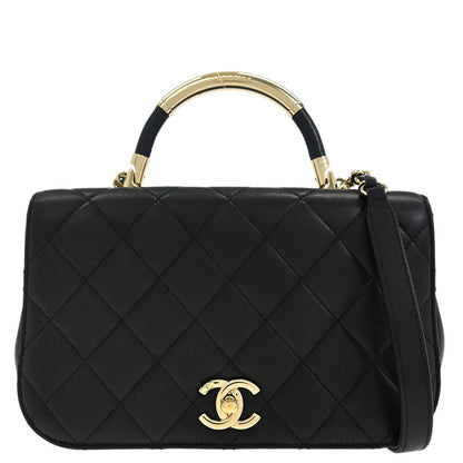 Chanel Black Lambskin 2way Shoulder Handbag