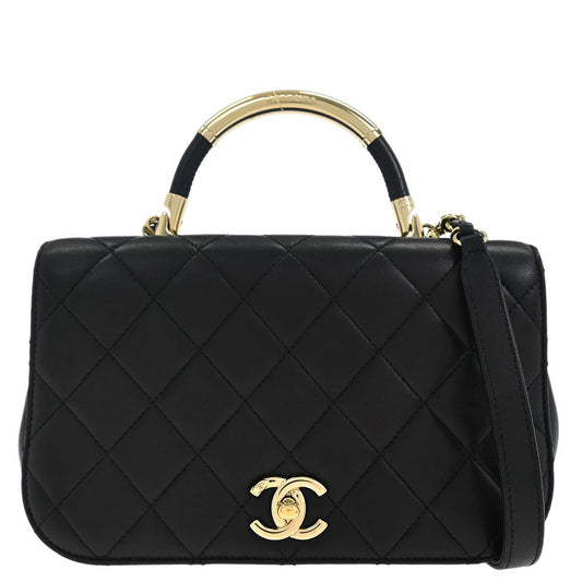 Chanel Black Lambskin 2way Shoulder Handbag