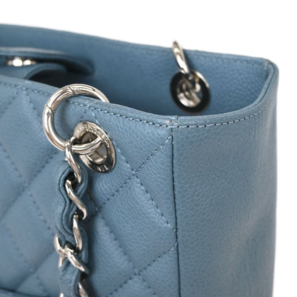 Chanel 2010-2011 Light Blue Caviar Petite Shopping Tote PST Chain Handbag