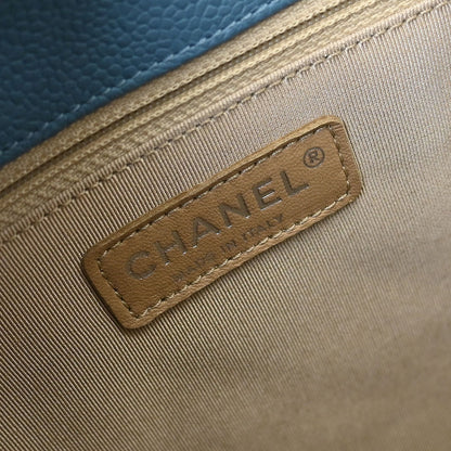 Chanel 2010-2011 Light Blue Caviar Petite Shopping Tote PST Chain Handbag