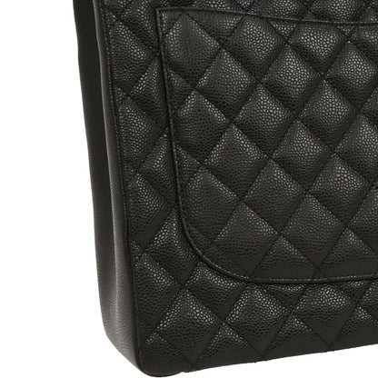 Chanel 2014 Black Caviar Grand Shopping Tote GST Chain Handbag