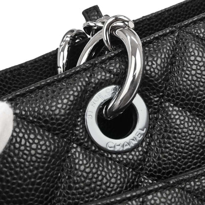 Chanel 2014 Black Caviar Grand Shopping Tote GST Chain Handbag