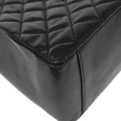 Chanel Black Calfskin Grand Shopping Tote GST Chain Handbag