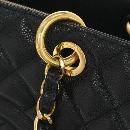 Chanel Black Calfskin Grand Shopping Tote GST Chain Handbag
