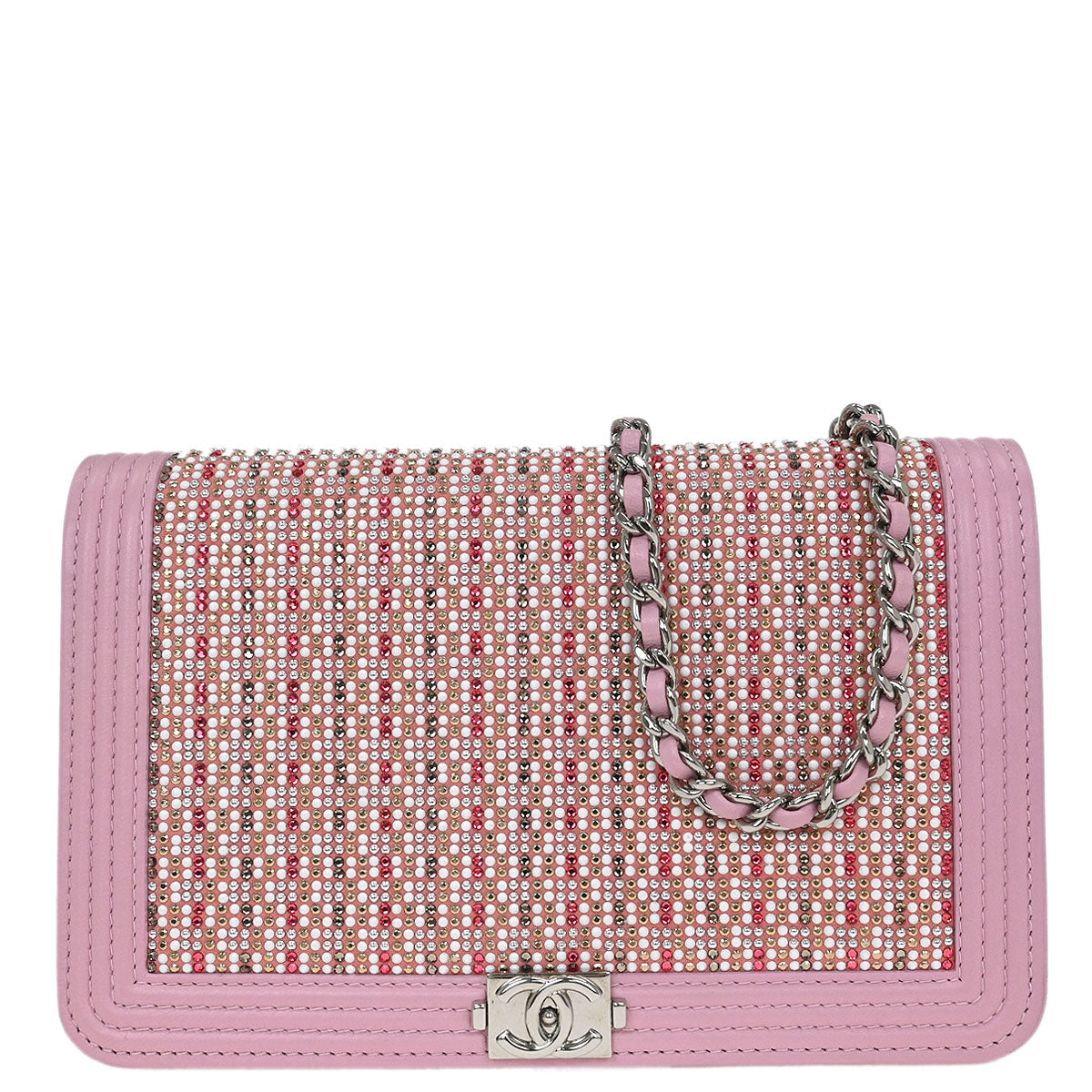 Chanel 2017 Pink Lambskin Rhinestone WOC Wallet On Chain