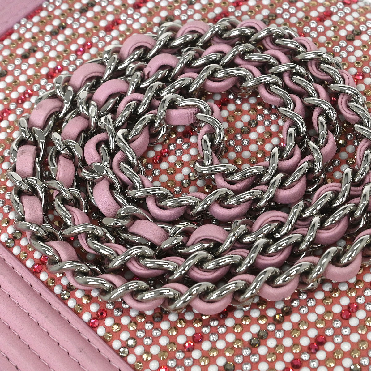Chanel 2017 Pink Lambskin Rhinestone WOC Wallet On Chain