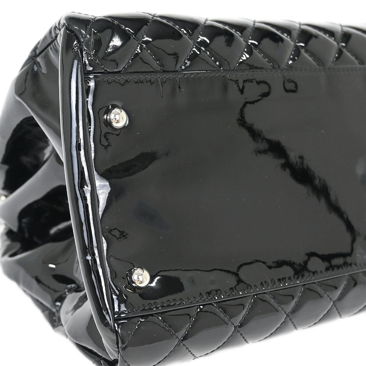 Chanel 2011 Black Patent Leather Large Mademoiselle Bowling Bag