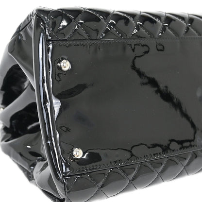 Chanel 2011 Black Patent Leather Large Mademoiselle Bowling Bag