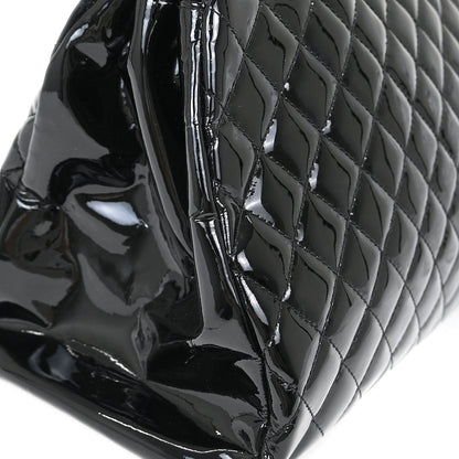Chanel 2011 Black Patent Leather Large Mademoiselle Bowling Bag
