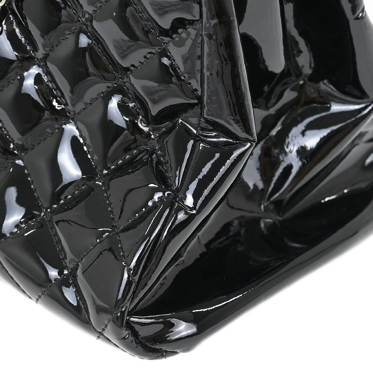 Chanel 2011 Black Patent Leather Large Mademoiselle Bowling Bag