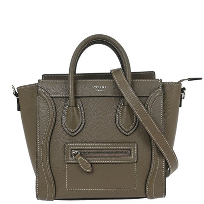 Celine Brown Leather Nano Luggage Tote Handbag