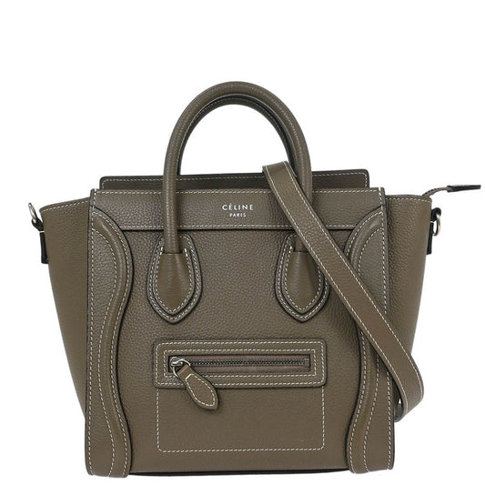 Celine Brown Leather Nano Luggage Tote Handbag