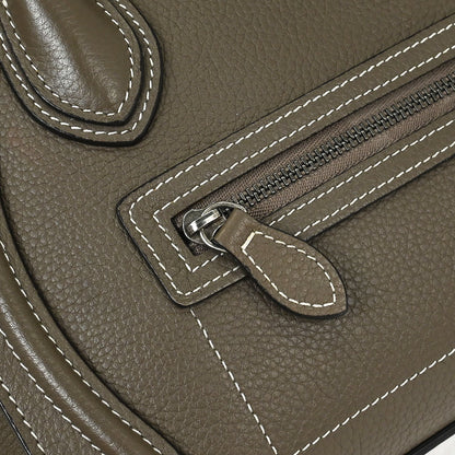Celine Brown Leather Nano Luggage Tote Handbag
