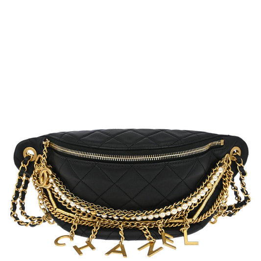 Chanel 2019 Black Calfskin All About Chains Bum Bag