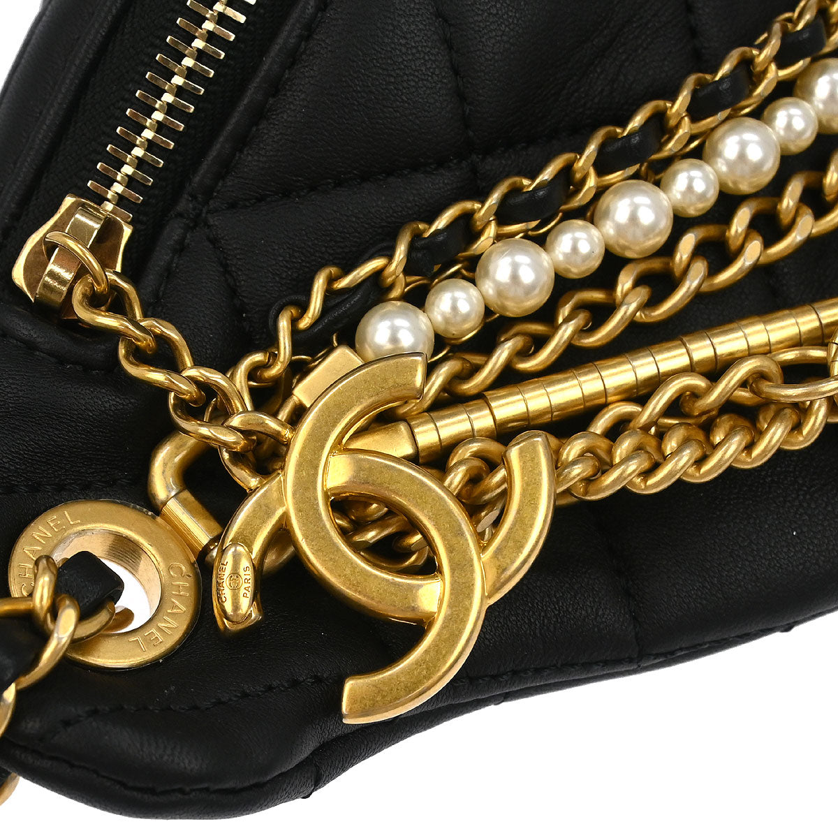 Chanel 2019 Black Calfskin All About Chains Bum Bag