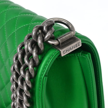 Boy Chanel 2014-2015 Green Lambskin Medium Shoulder Bag