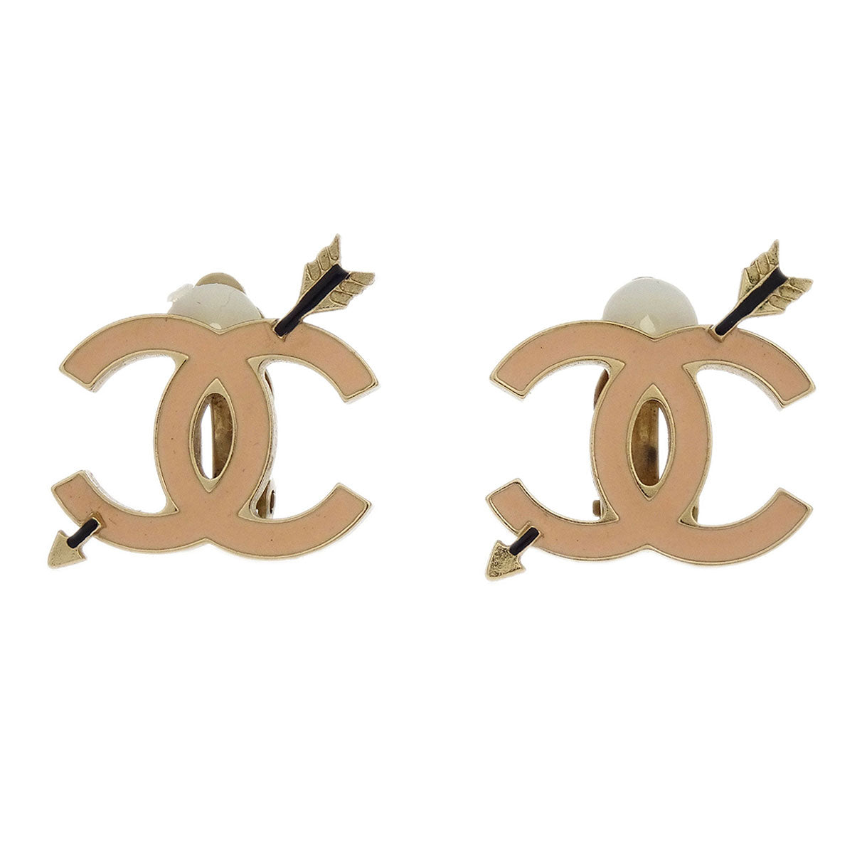 Chanel Gold CC And Arrow Earrings Clip-On 10P