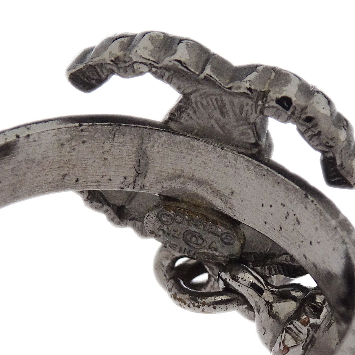 Chanel Ring Silver Dangle CC #50 A12A