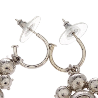 Chanel Rhombus Dangle Piercing Earrings Silver Rhinestone C13V