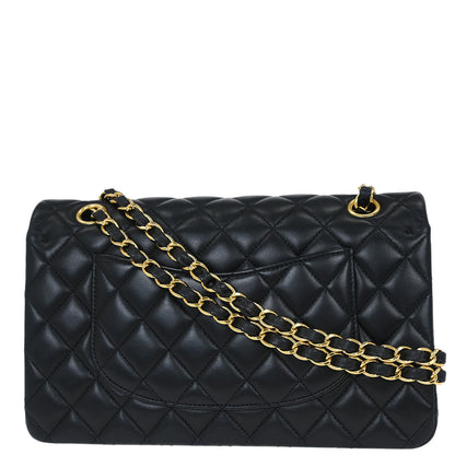 Chanel 2017 Black Lambskin Medium Classic Double Flap Shoulder Bag