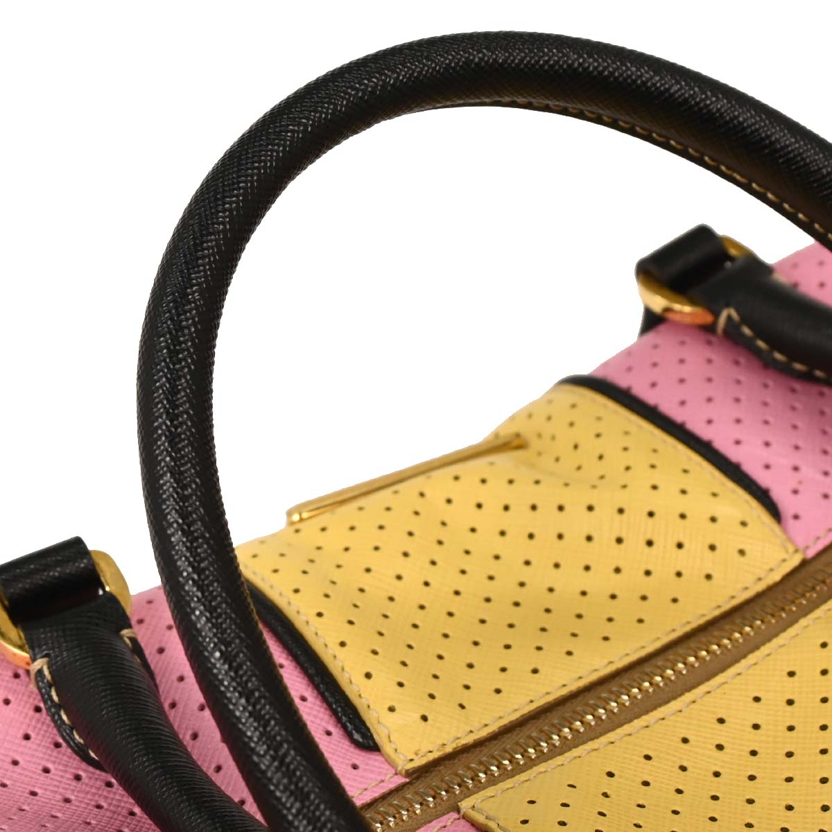 Prada Pink Yellow Perforated Handbag