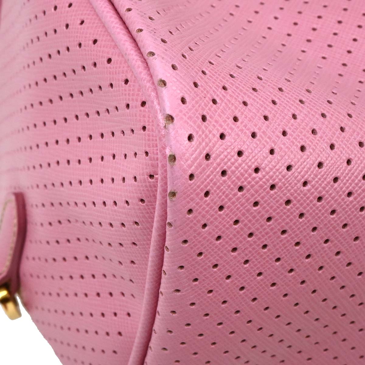 Prada Pink Yellow Perforated Handbag