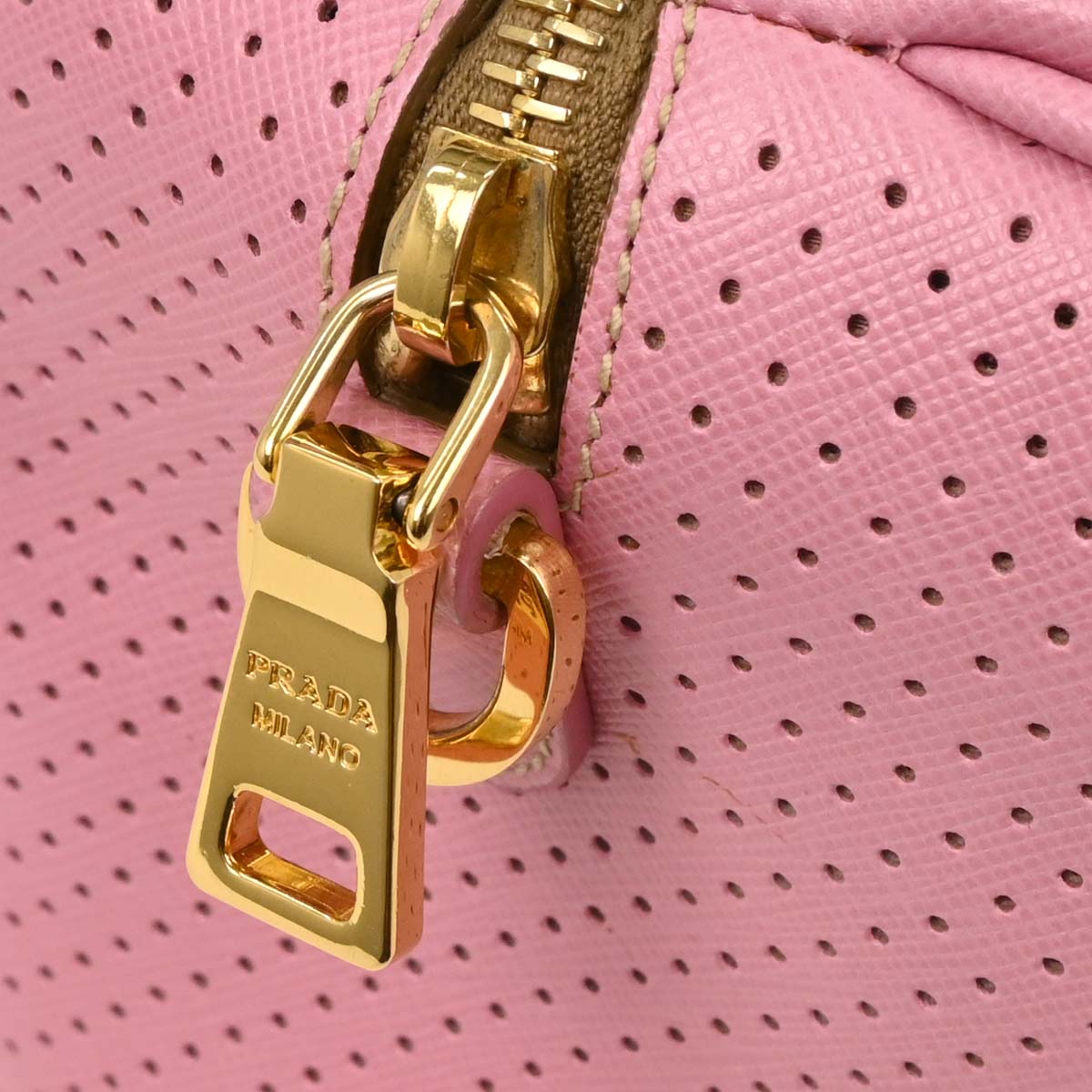 Prada Pink Yellow Perforated Handbag