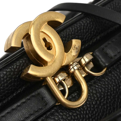 Chanel 2019 Black Caviar CC Filigree 2way Shoulder Vanity Handbag