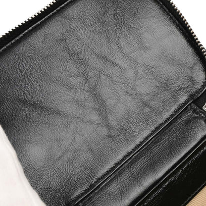 Chanel Black Beige Rattan Calfskin Vanity Handbag