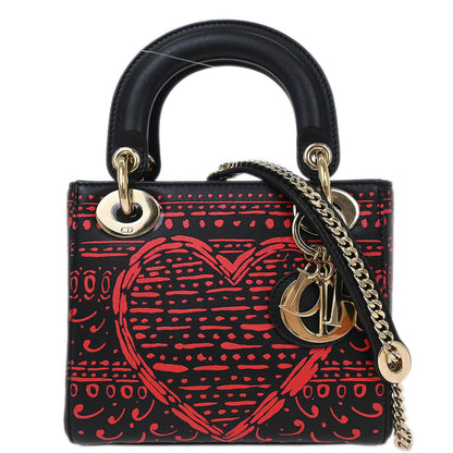 Christian Dior Black Small Lady Dior Playing Cards 2way Shoulder Handbag
