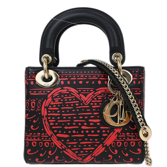 Christian Dior Black Small Lady Dior Playing Cards 2way Shoulder Handbag