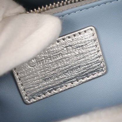 Christian Dior Silver Lambskin Small Lady Dior Cannage 2way Shoulder Handbag