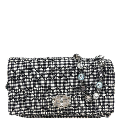 Miu Miu Black White Matelasse Bijou Chain Shoulder Bag