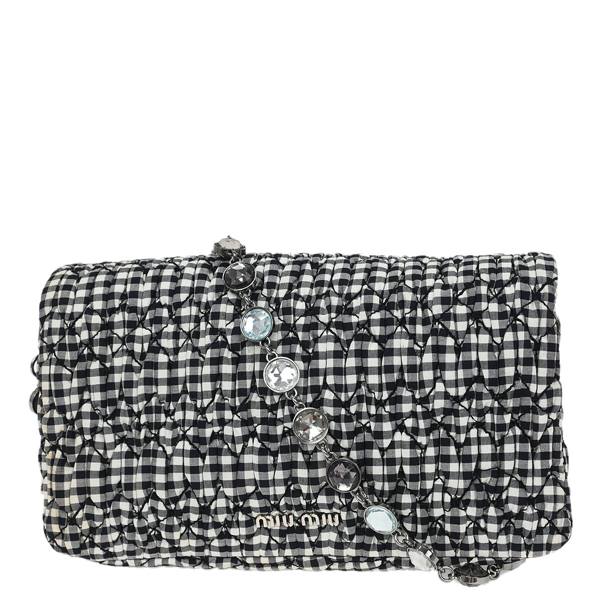 Miu Miu Black White Matelasse Bijou Chain Shoulder Bag