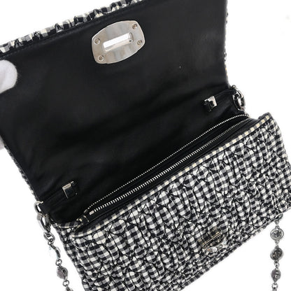 Miu Miu Black White Matelasse Bijou Chain Shoulder Bag