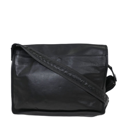 Bottega Veneta Black Intrecciato Messenger Bag