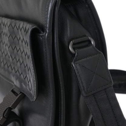 Bottega Veneta Black Intrecciato Messenger Bag