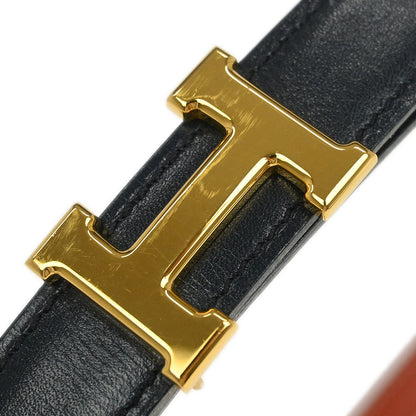 Hermes 1997 Black Box Calf Constance Reversible Belt #80 Small Good