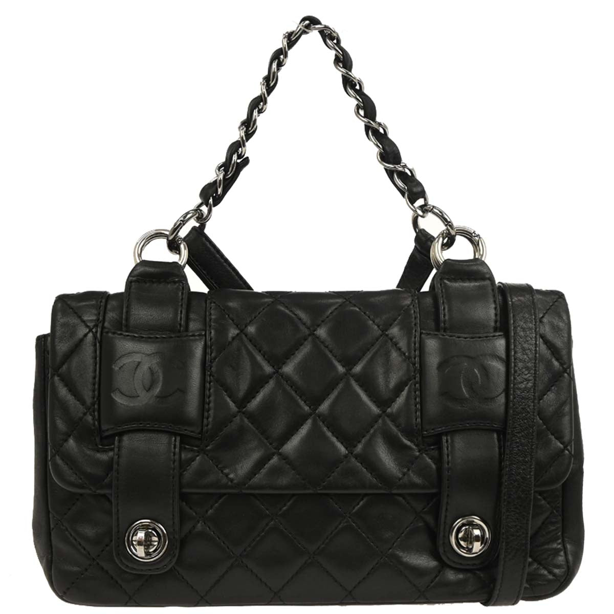 Chanel 2006-2008 Black Lambskin 2way Shoulder Handbag