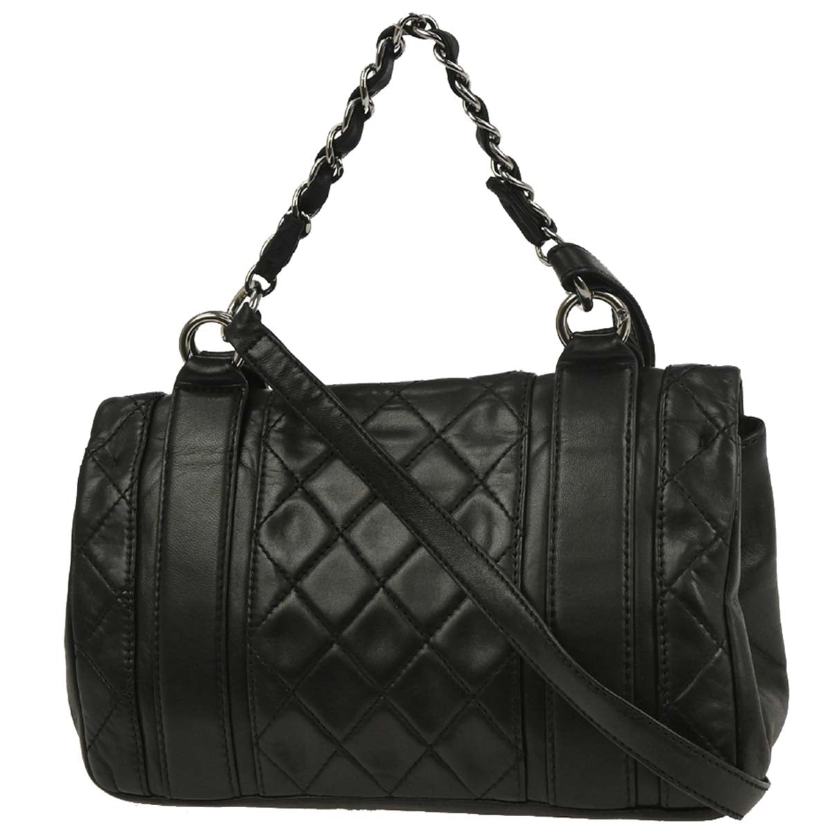 Chanel 2006-2008 Black Lambskin 2way Shoulder Handbag