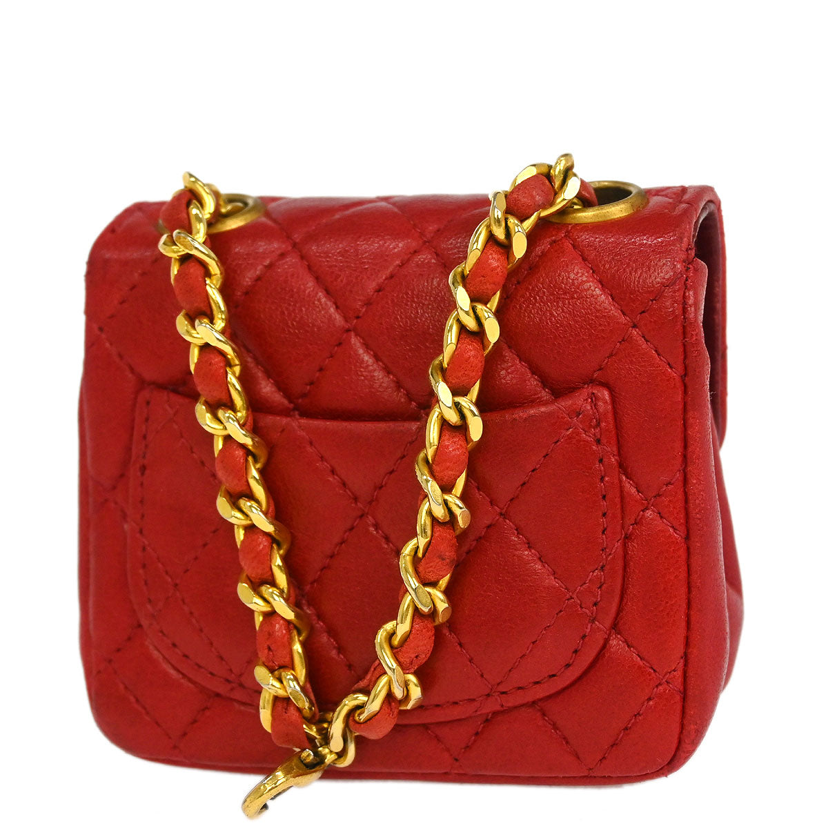 Chanel Red Lambskin Classic Flap Micro Bum Belt Bag