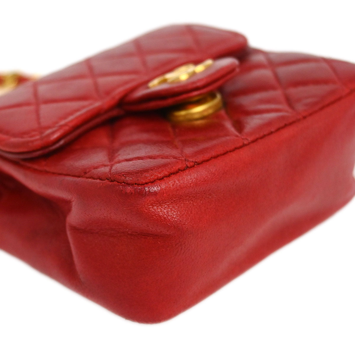 Chanel Red Lambskin Classic Flap Micro Bum Belt Bag