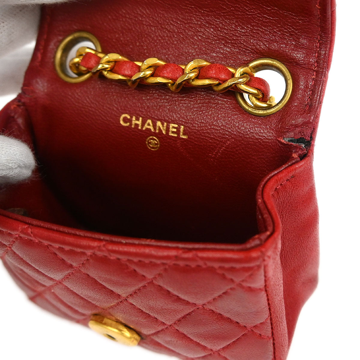 Chanel Red Lambskin Classic Flap Micro Bum Belt Bag