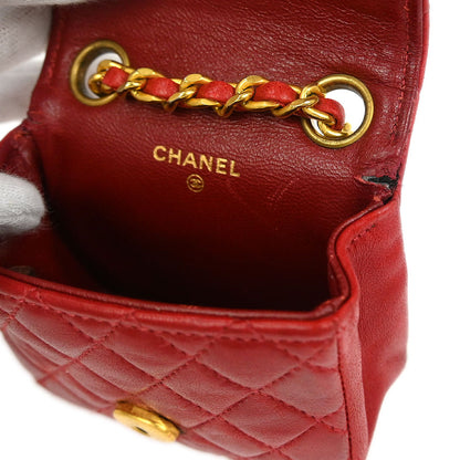 Chanel Red Lambskin Classic Flap Micro Bum Belt Bag