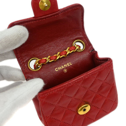 Chanel Red Lambskin Classic Flap Micro Bum Belt Bag